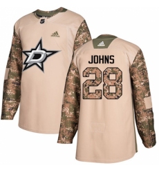 Youth Adidas Dallas Stars #28 Stephen Johns Authentic Camo Veterans Day Practice NHL Jersey