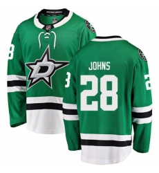 Youth Dallas Stars #28 Stephen Johns Authentic Green Home Fanatics Branded Breakaway NHL Jersey