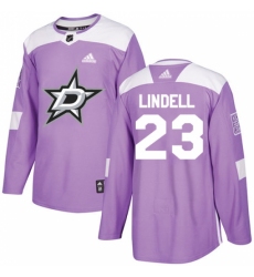 Men's Adidas Dallas Stars #23 Esa Lindell Authentic Purple Fights Cancer Practice NHL Jersey
