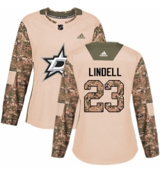 Women's Adidas Dallas Stars #23 Esa Lindell Authentic Camo Veterans Day Practice NHL Jersey Women's Adidas Dallas Stars #23 Esa Lindell Authentic Camo Veterans Day Practice NHL Jersey