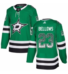 Men's Adidas Dallas Stars #23 Brian Bellows Authentic Green Drift Fashion NHL Jersey