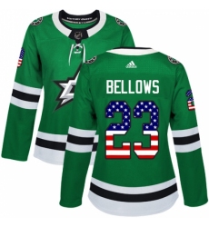 Women's Adidas Dallas Stars #23 Brian Bellows Authentic Green USA Flag Fashion NHL Jersey Women's Adidas Dallas Stars #23 Brian Bellows Authentic Green USA Flag Fashion NHL Jersey
