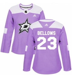 Women's Adidas Dallas Stars #23 Brian Bellows Authentic Purple Fights Cancer Practice NHL Jersey