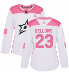 Women's Adidas Dallas Stars #23 Brian Bellows Authentic White/Pink Fashion NHL Jersey