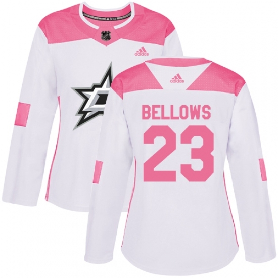 Women's Adidas Dallas Stars #23 Brian Bellows Authentic White/Pink Fashion NHL Jersey Women's Adidas Dallas Stars #23 Brian Bellows Authentic White/Pink Fashion NHL Jersey
