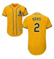 Men's Majestic Oakland Athletics #2 Khris Davis Gold Flexbase Authentic Collection MLB Jersey