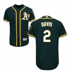 Men's Majestic Oakland Athletics #2 Khris Davis Green Flexbase Authentic Collection MLB Jersey