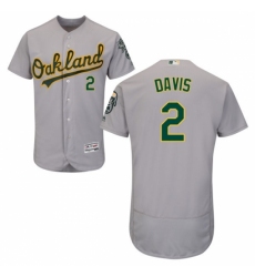 Men's Majestic Oakland Athletics #2 Khris Davis Grey Flexbase Authentic Collection MLB Jersey