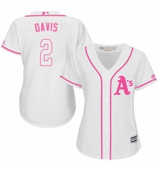 Women's Majestic Oakland Athletics #2 Khris Davis Replica White Fashion Cool Base MLB Jersey