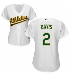 Women's Majestic Oakland Athletics #2 Khris Davis Replica White Home Cool Base MLB Jersey