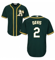 Youth Majestic Oakland Athletics #2 Khris Davis Authentic Green Alternate 1 Cool Base MLB Jersey