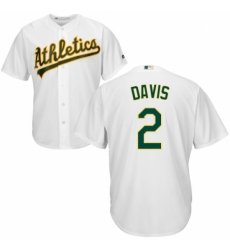 Youth Majestic Oakland Athletics #2 Khris Davis Authentic White Home Cool Base MLB Jersey