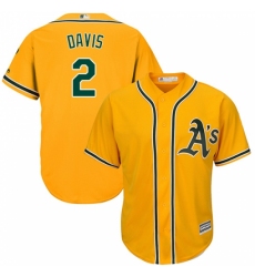 Youth Majestic Oakland Athletics #2 Khris Davis Replica Gold Alternate 2 Cool Base MLB Jersey