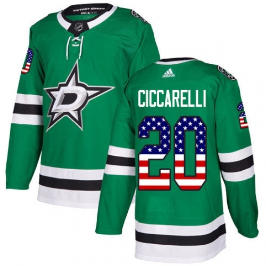 Men's Adidas Dallas Stars #20 Dino Ciccarelli Authentic Green USA Flag Fashion NHL Jersey Men's Adidas Dallas Stars #20 Dino Ciccarelli Authentic Green USA Flag Fashion NHL Jersey