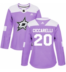 Women's Adidas Dallas Stars #20 Dino Ciccarelli Authentic Purple Fights Cancer Practice NHL Jersey
