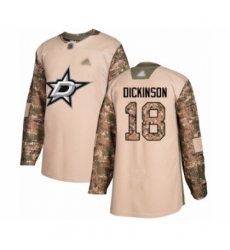 Youth Dallas Stars #18 Jason Dickinson Authentic Camo Veterans Day Practice Hockey Jersey
