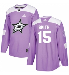 Men's Adidas Dallas Stars #15 Bobby Smith Authentic Purple Fights Cancer Practice NHL Jersey