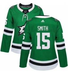 Women's Adidas Dallas Stars #15 Bobby Smith Authentic Green Home NHL Jersey