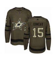 Men's Adidas Dallas Stars #15 Blake Comeau Authentic Green Salute to Service NHL Jersey