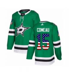 Men's Adidas Dallas Stars #15 Blake Comeau Authentic Green USA Flag Fashion NHL Jersey