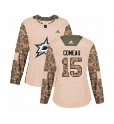 Women's Adidas Dallas Stars #15 Blake Comeau Authentic Camo Veterans Day Practice NHL Jersey