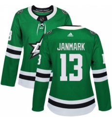 Women's Adidas Dallas Stars #13 Mattias Janmark Authentic Green Home NHL Jersey