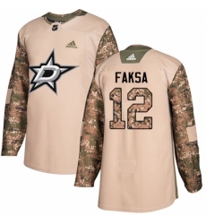 Men's Adidas Dallas Stars #12 Radek Faksa Authentic Camo Veterans Day Practice NHL Jersey