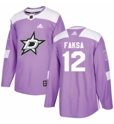 Men's Adidas Dallas Stars #12 Radek Faksa Authentic Purple Fights Cancer Practice NHL Jersey