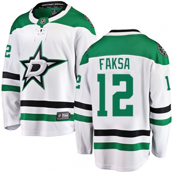Men's Dallas Stars #12 Radek Faksa Authentic White Away Fanatics Branded Breakaway NHL Jersey Men's Dallas Stars #12 Radek Faksa Authentic White Away Fanatics Branded Breakaway NHL Jersey