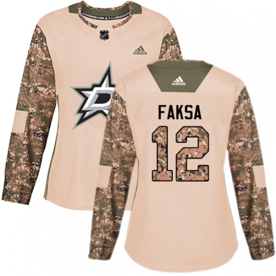Women's Adidas Dallas Stars #12 Radek Faksa Authentic Camo Veterans Day Practice NHL Jersey Women's Adidas Dallas Stars #12 Radek Faksa Authentic Camo Veterans Day Practice NHL Jersey
