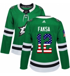Women's Adidas Dallas Stars #12 Radek Faksa Authentic Green USA Flag Fashion NHL Jersey Women's Adidas Dallas Stars #12 Radek Faksa Authentic Green USA Flag Fashion NHL Jersey