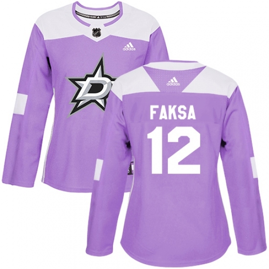 Women's Adidas Dallas Stars #12 Radek Faksa Authentic Purple Fights Cancer Practice NHL Jersey Women's Adidas Dallas Stars #12 Radek Faksa Authentic Purple Fights Cancer Practice NHL Jersey