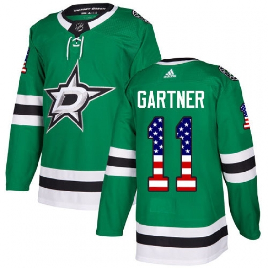 Men's Adidas Dallas Stars #11 Mike Gartner Authentic Green USA Flag Fashion NHL Jersey Men's Adidas Dallas Stars #11 Mike Gartner Authentic Green USA Flag Fashion NHL Jersey