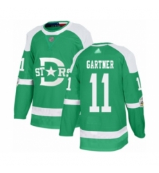 Men's Dallas Stars #11 Mike Gartner Authentic Green 2020 Winter Classic Hockey Jersey