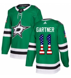 Youth Adidas Dallas Stars #11 Mike Gartner Authentic Green USA Flag Fashion NHL Jersey