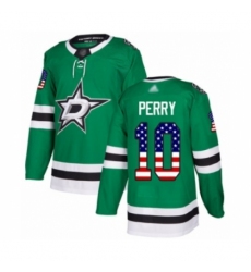 Men's Dallas Stars #10 Corey Perry Authentic Green USA Flag Fashion Hockey Jersey
