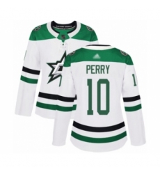 Women's Dallas Stars #10 Corey Perry Authentic White Away Hockey Jersey