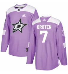 Men's Adidas Dallas Stars #7 Neal Broten Authentic Purple Fights Cancer Practice NHL Jersey
