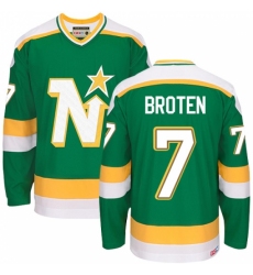 Men's CCM Dallas Stars #7 Neal Broten Authentic Green Throwback NHL Jersey