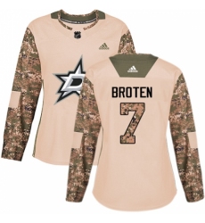 Women's Adidas Dallas Stars #7 Neal Broten Authentic Camo Veterans Day Practice NHL Jersey
