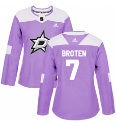 Women's Adidas Dallas Stars #7 Neal Broten Authentic Purple Fights Cancer Practice NHL Jersey
