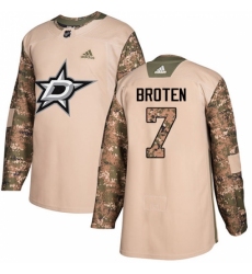 Youth Adidas Dallas Stars #7 Neal Broten Authentic Camo Veterans Day Practice NHL Jersey