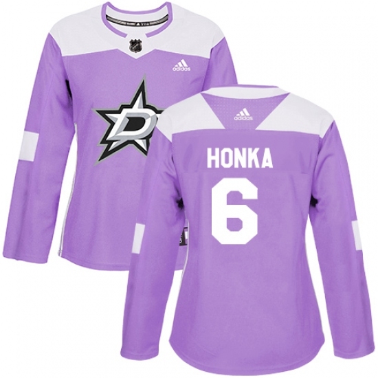 Women's Adidas Dallas Stars #6 Julius Honka Authentic Purple Fights Cancer Practice NHL Jersey Women's Adidas Dallas Stars #6 Julius Honka Authentic Purple Fights Cancer Practice NHL Jersey