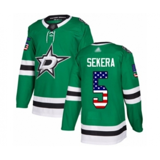 Men's Dallas Stars #5 Andrej Sekera Authentic Green USA Flag Fashion Hockey Jersey Men's Dallas Stars #5 Andrej Sekera Authentic Green USA Flag Fashion Hockey Jersey