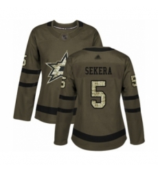 Women's Dallas Stars #5 Andrej Sekera Authentic Green Salute to Service Hockey Jersey