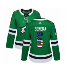 Women's Dallas Stars #5 Andrej Sekera Authentic Green USA Flag Fashion Hockey Jersey