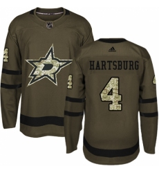 Men's Adidas Dallas Stars #4 Craig Hartsburg Authentic Green Salute to Service NHL Jersey