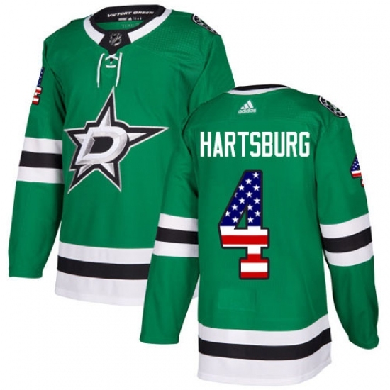 Men's Adidas Dallas Stars #4 Craig Hartsburg Authentic Green USA Flag Fashion NHL Jersey Men's Adidas Dallas Stars #4 Craig Hartsburg Authentic Green USA Flag Fashion NHL Jersey