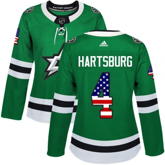Women's Adidas Dallas Stars #4 Craig Hartsburg Authentic Green USA Flag Fashion NHL Jersey Women's Adidas Dallas Stars #4 Craig Hartsburg Authentic Green USA Flag Fashion NHL Jersey