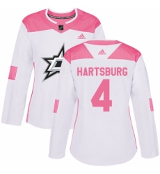 Women's Adidas Dallas Stars #4 Craig Hartsburg Authentic White/Pink Fashion NHL Jersey